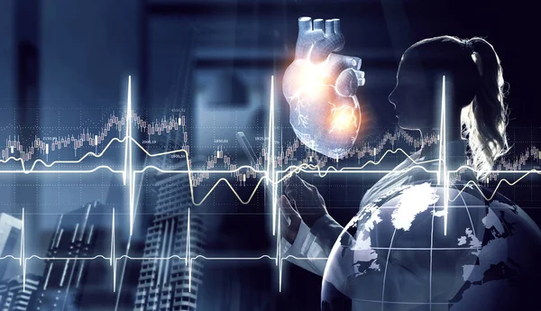 Het onderzoek van de geneeskunde van menselijk hart — Stockfoto