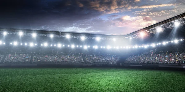 Tennis arena at night with spotlights — Stock Photo, Image