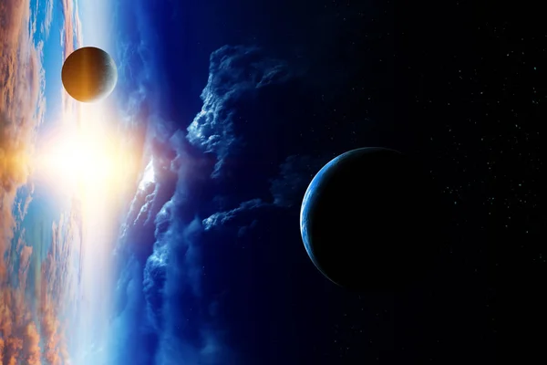 추상적 인 행성들 과 우주 배경 — 스톡 사진