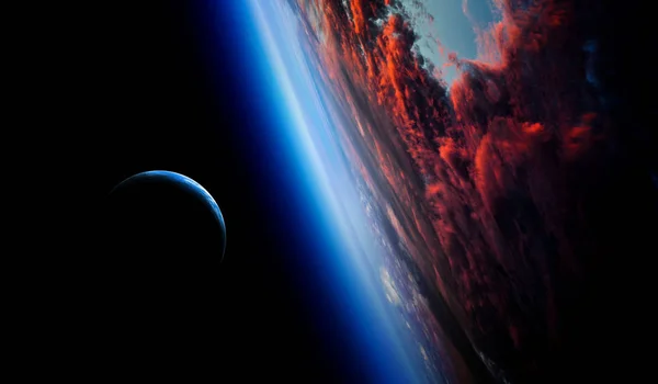 Planetas abstractos y fondo espacial — Foto de Stock