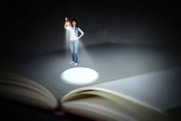 Mujer pequeña con gran concepto de libro —  Fotos de Stock