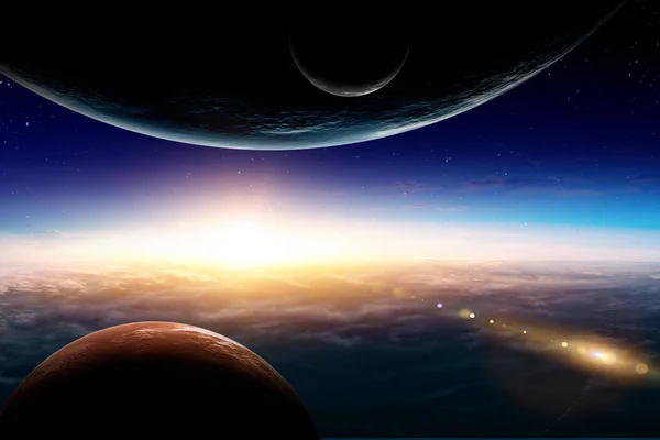 Abstrakta planeter och utrymme bakgrund — Stockfoto
