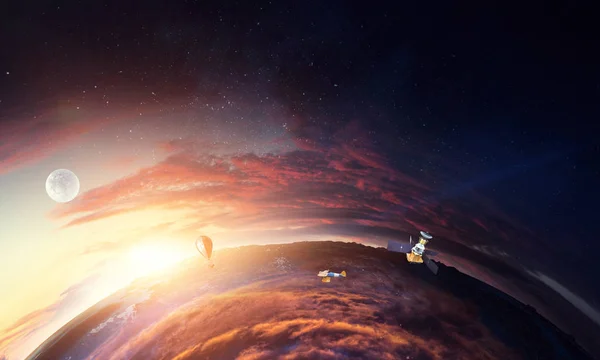 Djupa rymden skönhet. Planetomloppsbana. — Stockfoto
