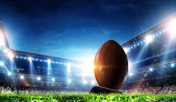Full night football arena in lights — Stock Photo, Image
