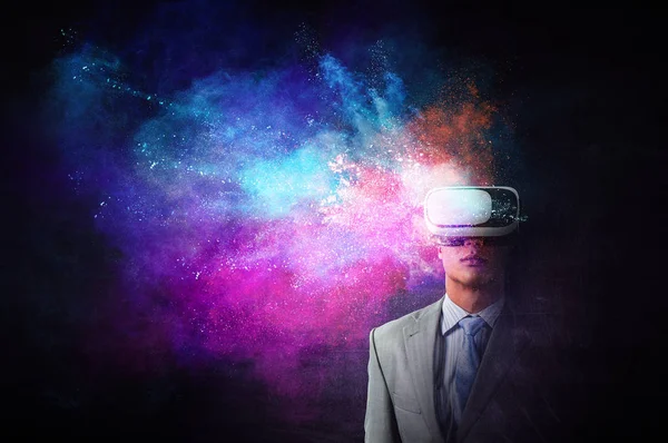 Virtual reality ervaring. Technologieën van de toekomst. Gemengde media — Stockfoto