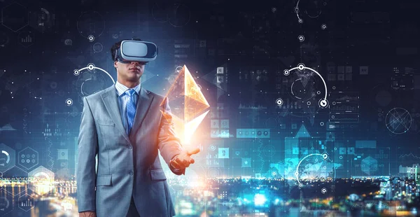 Virtual reality ervaring. Technologieën van de toekomst. Gemengde media — Stockfoto