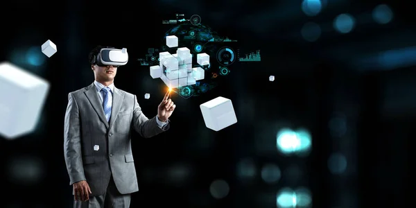 Virtual reality experience. Technologies of the future. Mixed media — Stock Photo, Image