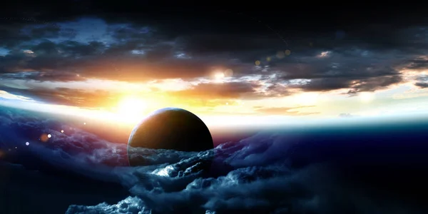 Uzay dokusu üzerinde soyut gezegen — Stok fotoğraf