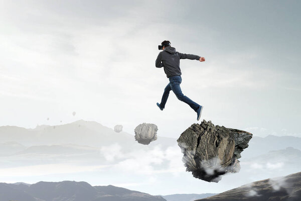 Virtual reality experience, technologies of the future. Mixed media