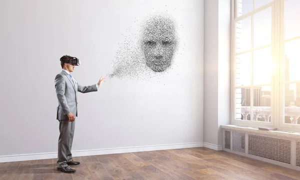 Digitální hlava, umělá inteligence a virtuální realita. Smíšená média — Stock fotografie