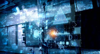 Gelecek teknolojisi, dijital ekran arkaplanı