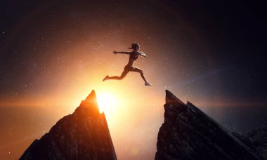 Uçurumdan atlamak, meydan okuma konsepti.