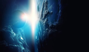 Derin uzay güzelliği. Gezegen yörüngesi.