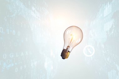 Dijital ekran arka planda ampul