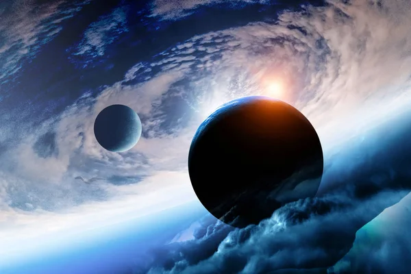 추상적 인 행성들 과 우주 배경 — 스톡 사진