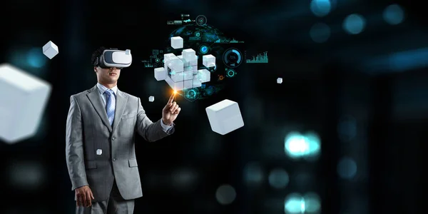 Virtual reality experience. Technologies of the future. Mixed media — Stock Photo, Image