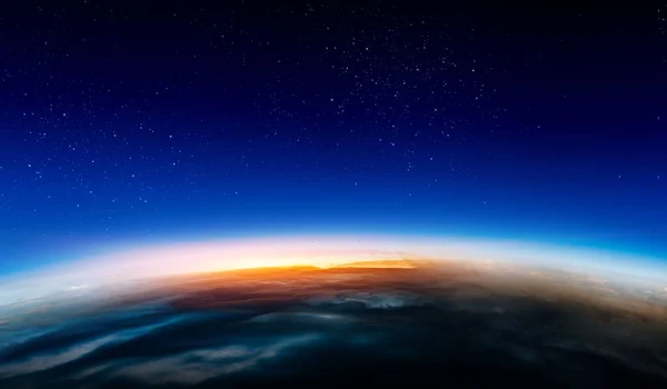 Východ slunce na oběžné dráze, vesmírná krása — Stock fotografie