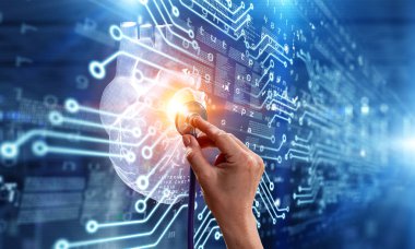 Steteskoplu doktor eli. Karışık ortam