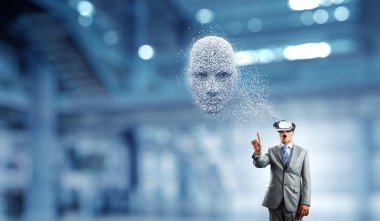 Dijital kafa, yapay zeka ve sanal gerçeklik. Karışık ortam