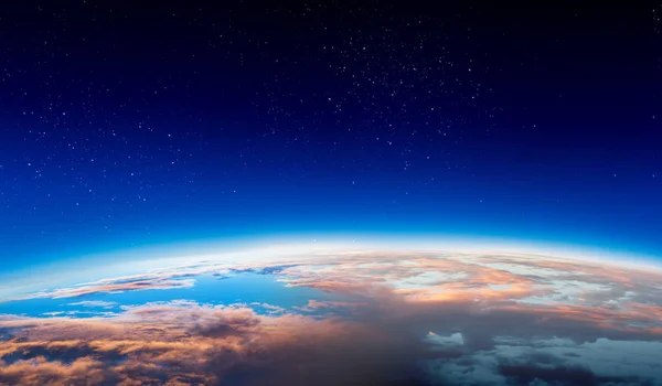 Alba sul pianeta orbita, bellezza dello spazio — Foto Stock