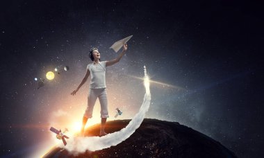 Pilot olmayı hayal etmek. Karışık ortam