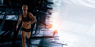 Koşmak sporcumuz yarışı. Karışık teknik