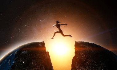 Uçurumdan atlamak, meydan okuma konsepti.