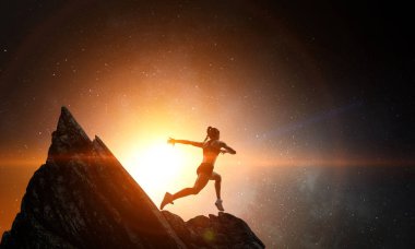 Uçurumdan atlamak, meydan okuma konsepti.