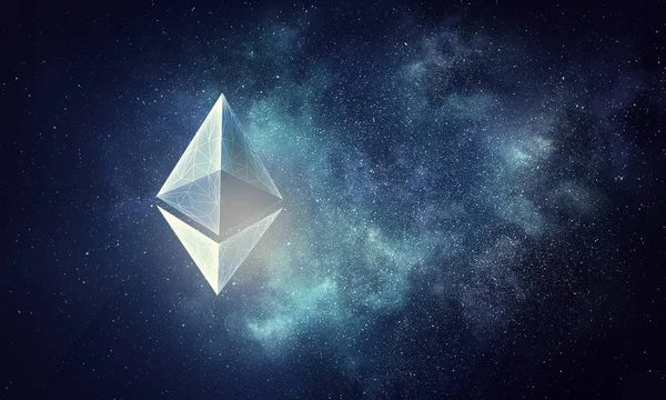 Gökyüzünde Ethereum sembolü — Stok fotoğraf