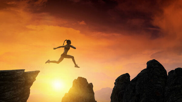 Бегунья преодолевает трудности. Смешанные медиа
