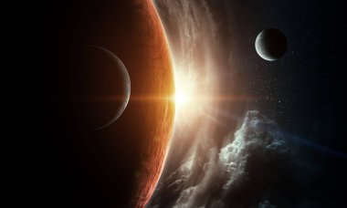 Soyut gezegenler ve uzay arkaplanı