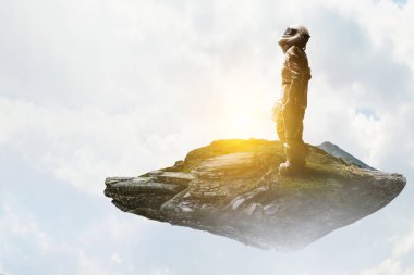 Uzaylı ve Dünya gezegeninin soyut teması