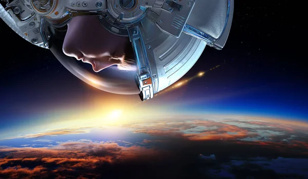 Astronaut and planet, human in space concept — Stock Photo, Image