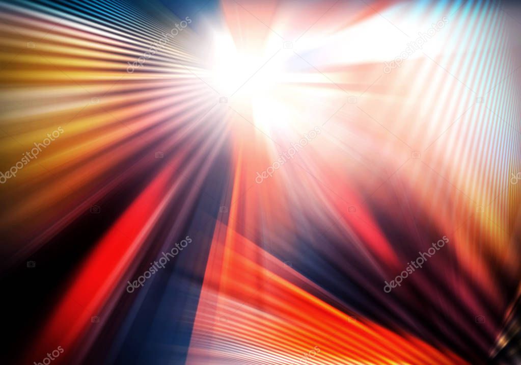 abstract background with light and crossed lines of light spreading in different directions and intercrossing