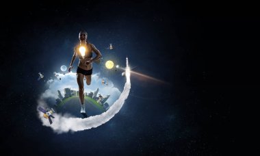 Koşmak sporcumuz yarışı. Karışık teknik