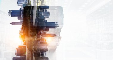 Sanal gerçeklik deneyimi soyut görüntü, VR gözlük bir adam