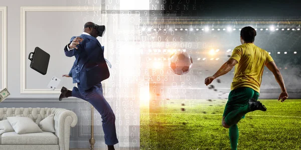 Virtual Reality Soccer spelare på arenan — Stockfoto