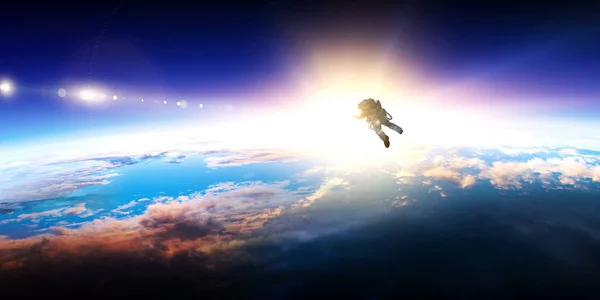 Űrhajós és bolygó, ember az űrben koncepció — Stock Fotó
