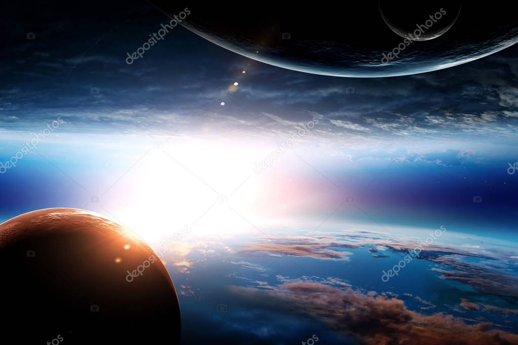 Abstract planets and space background