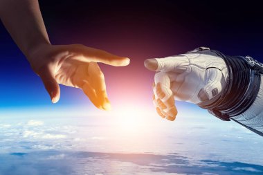 Derin uzay keşfi kavramı. Karışık ortam