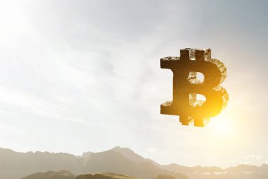 Yatay arka planda Bitcoin sembolü