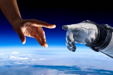 Derin uzay keşfi kavramı. Karışık ortam