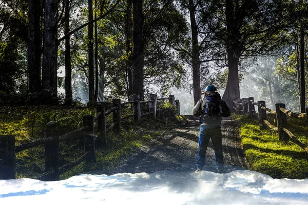 Reisender Tourist mit Rucksack — Stockfoto