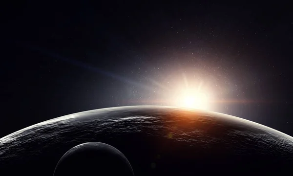 달과 지구 행성, 우주에서 보기 — 스톡 사진