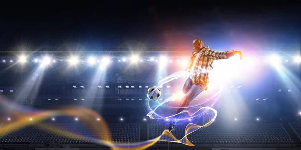 Black man plays his best soccer match — Stock Photo, Image