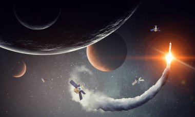 Soyut gezegenler ve uzay arkaplanı