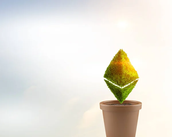 Grüne Ätherpflanze. Gemischte Medien — Stockfoto