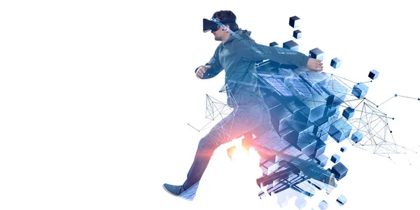Zkušenost z virtuální reality. Technologie budoucnosti. — Stock fotografie