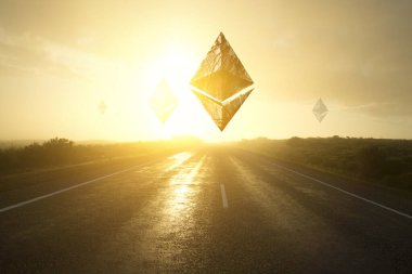 Kripto para birimi konsepti. Karışık ortam