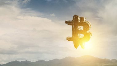 Yatay arka planda Bitcoin sembolü